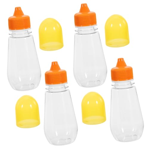 Sosoport 4Pcs Honey Squeeze Bottles Storage Container with Leakproof Lid Pet Dispenser Jars for Honey Syrup and Sauces for Kitchen and Food Packing