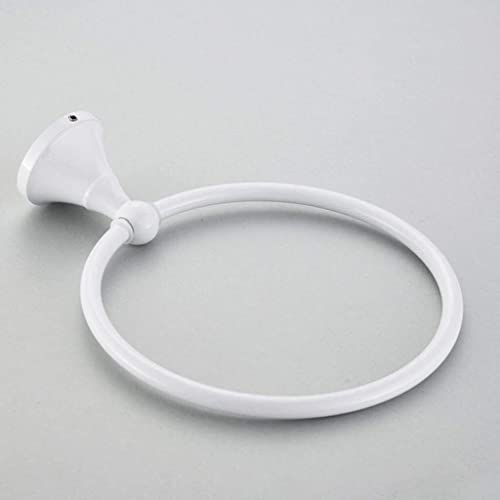Porte-serviette rond mural blanc et anneau de ménage durable - 6