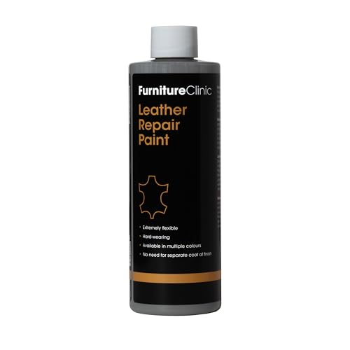 Furniture Clinic Leather Repair Paint & Dye | Self Seal Colourant for Quick and Easy Leather Repair | Suitable for Sofas, Car Seat, Shoes, Handbag, and More - Dark Grey, 250ml