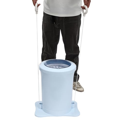 Mini Manual Clothes Dryer, 12L Spin Dryer Foot Powered Washing Machine with Drain Hose, Compact Washer Dehydrator for Apartments, Dorms, Laundry,Traveling, RV, Blue (Manual Non Electric)