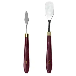 MAPPERZ Stainless Steel Artists Palette Knife Spatula Painting Mixing Scraper Thin and Flexible Art Tools for Oil Painting Acrylic Mixing- Face Painting Knife|Scrapping Knife, (No. 1, 2) Pack of 2
