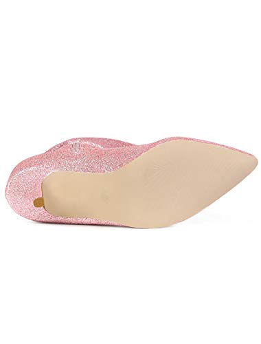 Allegra K Women's Glitter Stiletto Heel Over The Knee High Pink Boots 7 M Us #TOP5