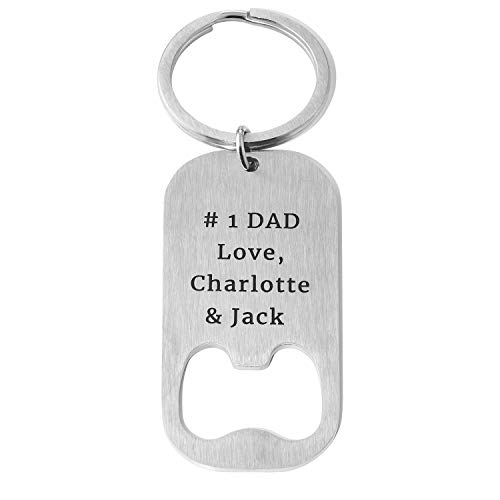 MyNameNecklace Personalized Stainless Steel Men Custom Bottle Opener Engraved Keyring