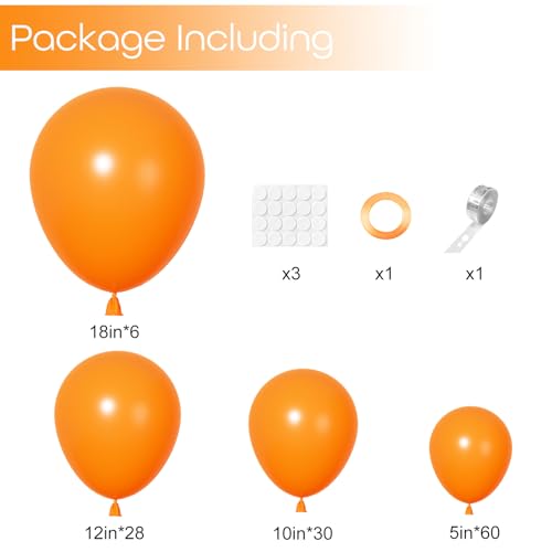Image of Ouddy Party 129Pcs Orange Balloons Arch Garland Kit 18 12 10 5 Inch