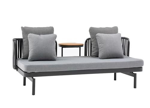 LC Garden »Loungano« Lounge Sofa Rope Multifunktionssofa inkl. Tisch verstellbar Polstergarnitur (Anthrazit)