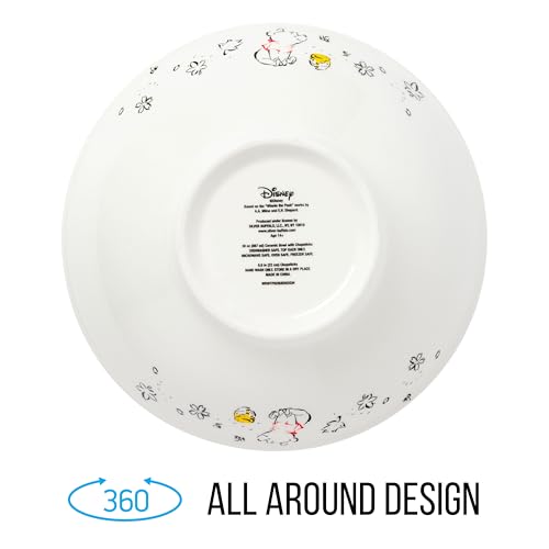 Silver Buffalo Disney Winnie the Pooh Watercolor Kawaii Cute Pooh and Hunny Ceramic Ramen Noodle Rice Bowl with Chopsticks, Microwave Safe, 30 Ounces