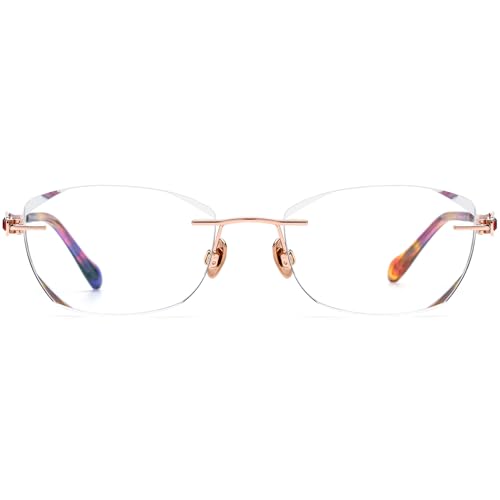 Image of FONEX Titanium Glasses Frame,Rimless Frameless Luxury Diamond Optical Eyeglasses for Women