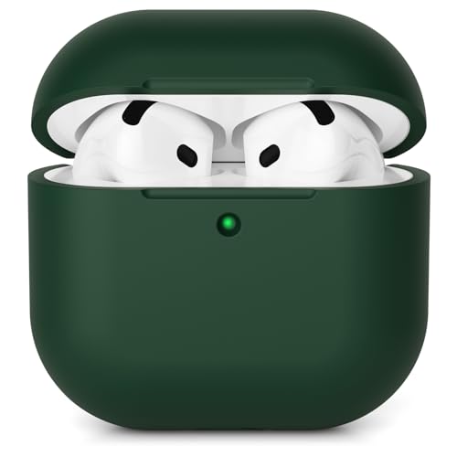 AOTUAO Custodia Compatibile con AirPods 4 (2024) Custodia Case, Case Protettiva Antiurto Antiscivolo in Silicone per AirPods 4a Generazione Cover Custodia, LED Frontale Visibile, Forest Green