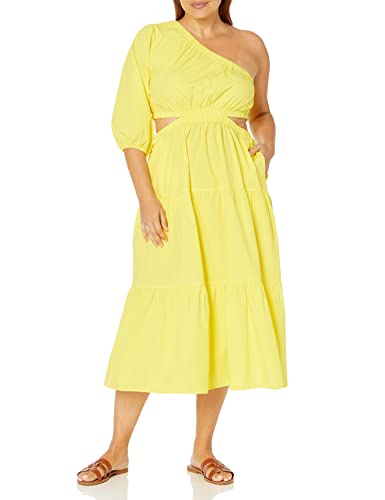 Image of The Drop Womens April One Shoulder Cut-Out Tiered Midi Dress