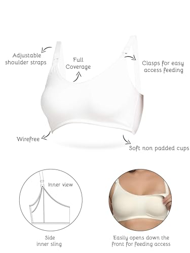Image of Inner Sense Organic Cotton Bamboo Nursing Bra for Women I Non Padded Feeding Bra with Keyhole Back Design and Wire Free I Maternity Innerwear with Full Coverage