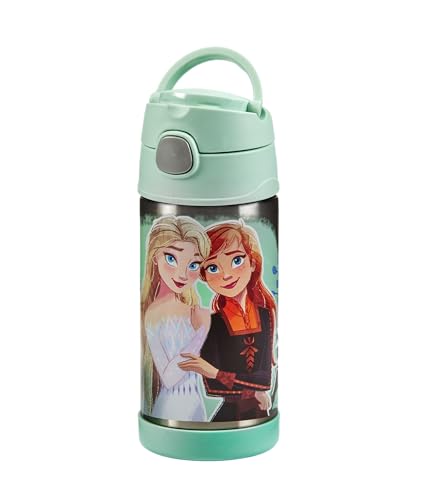 Thermos kids FUNTAINER STRAW BOTTLE DISNEY 0,35 l, Frozen II, Thermoflasche Kinder aus Edelstahl mit Trinkhalm, 12 h kalt, spülmaschinenfest, dicht ohne Kohlensäure, Disney Flasche für Kita, Schule 2