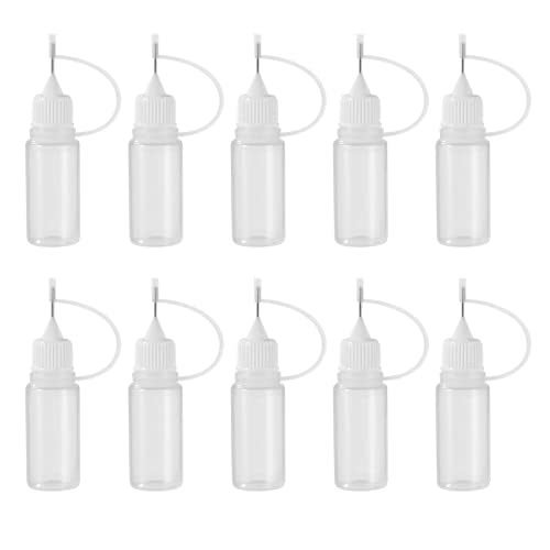 Nadelflaschen Set,Needle Tip Bottle,10Stk Klebstoffflasche 10ml,Flasche Applikator Kleber,Dosierflasche,Quetschflasche Klein,Leimflasche Leer,Kleine Plastikflaschen Zum BefüLlen,Applikator Flasche