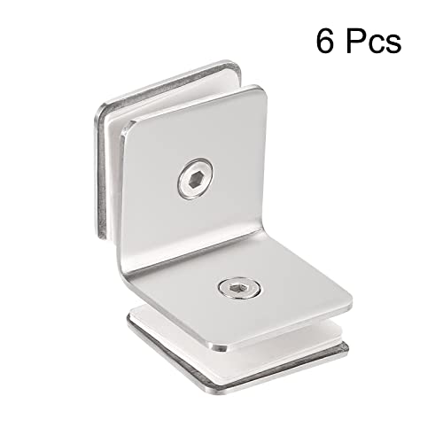 Support clip verre inox carré avec double côté réglable argent brillant