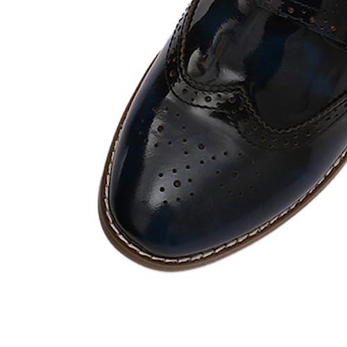 Mona flying Womens Leather Chunky Heel Monk Strap Oxfords Wingtip Ladies Mid Heel Dress Loafers Pumps Shoes with Buckle - Image 4