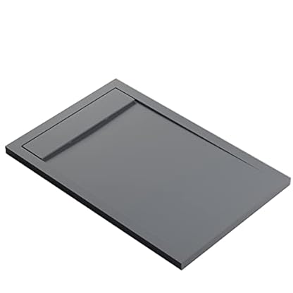 BERNSTEIN Duschtasse 80x120 cm Betonoptik Flache Bauhöhe, Duschwanne aus Mineralguss, Rechteckiges Duschbecken mit Gefälle, Mineralguss-Duschwanne