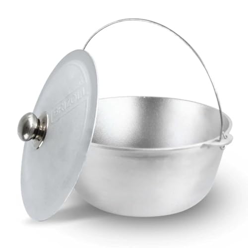 Schwenktopf Kazan 2 L Aluminium mit Bügel und Deckel Campingtopf Gulaschkessel Aluguss Tatarskij Kasan Bräter WOK Asien Topf Schmortopf Kasan Touristischer Aluminiumkessel