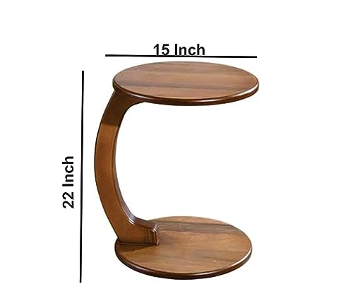 Image of CROWN ART SHOPPEE Stylish Coffee Tables Made of Wood with a Stunning Walnut Appearance, Little Side Tables in The Shape of a C, and Round Tables-Brown