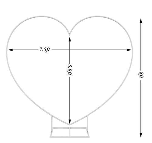 Langxun Large Size 8Ft (2.4M) White Metal Heart Balloon Arch Kit, Wedding Heart Arch Stand, Love Balloon Column Arch Frame For Wedding, Bridal, Valentine's Day, Engagement And Birthday Party Supplies #TOP1