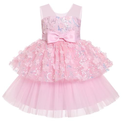 OBEEII Formal Dress Toddler Girls Pageant Dress Flower Girl Dress Wedding Elegant Bowknot Tutu Dress Birthday Communion Gown