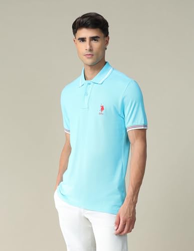 Image of U.S. POLO ASSN. Solid Slim Fit Polo T Shirts for Men - 100% Cotton, Half Sleeves Mens Tshirt