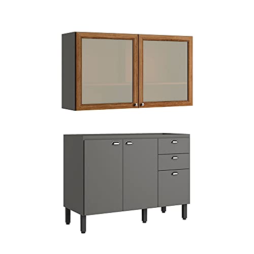 Cozinha Pequena 2 Peças Balcão com Aéreo 2 Portas Vivenda THB