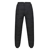 KBOPLEMQ Pantalones térmicos para mujer, elásticos, cálidos, pantalones de invierno con bolsillo, resistentes al viento, pantalones de plumas para tiempo libre, acolchados, pantalones harén, cintura