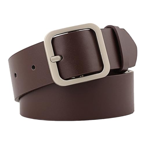 Didiseaon Cinturón Hebilla Cuadrada Plateada para Mujer de Cuero Ajustable Diseño Moderno y Elegante en Estilo Casual para Cintura o Cadera