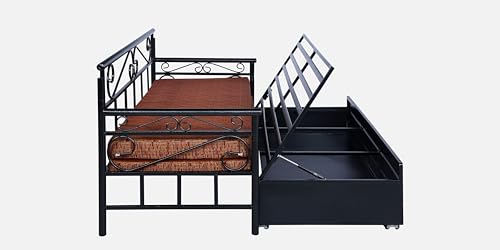 Image of 3 Seater Metal Sofa Cum Bed with Hydraulic Storage | King Size Sofa Cum Bed | 3 Seater Sofa Set, Metal Sofa Set for, Living Room, (King Size (Multi Brown & Black)
