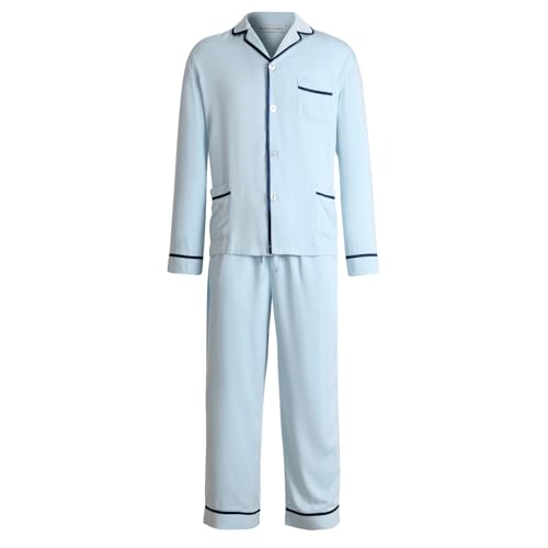 Mens Blue Satin Pajamas - Hades