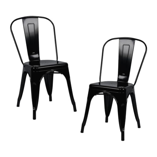 THINIA HOME Pack 2 Sillas Apilables Industriales de Acero 45x45x85cm