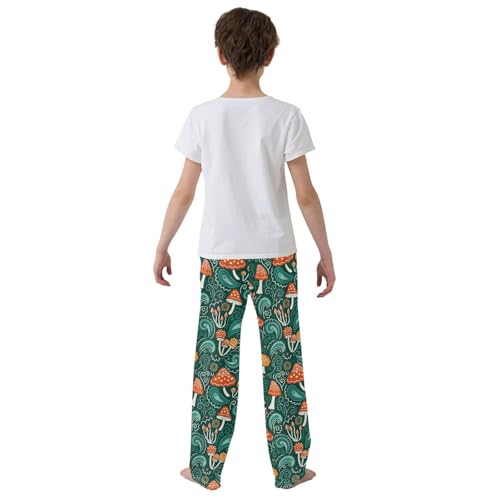 ZZKKO Cute Mushrooms Green Boys Pants for Kids Jogger Pants with Pockets S-XL3