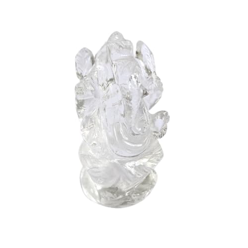 Image of Soulwise Clear Quartz Ganesha - 1 inch-1.5 inch Healing Crystal Idol to Remove Negative Energies, Obstacles & Enhance Confidence, Wealth & Success - Perfect Housewarming & Pooja Gift