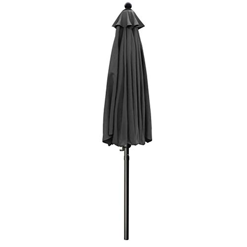 Image of ABCCANOPY 7.5ft Scalloped Patio Umbrella, Outdoor Table Umbrella with Tilt and Crank, Fiberglass Ribs Deck Umbrella for Patio, Pool, Garden, Picnic (Dark Gray)