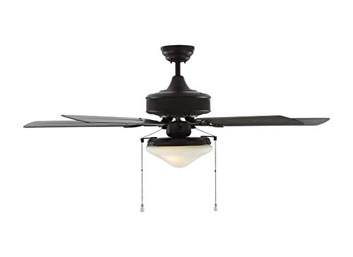 Monte Carlo 5Hvo52Bzd Haven 52" Outdoor Ceiling Fan With Led Light And Pull Chain, 5 Abs Blades, Bronze - Schoolhouse Light #TOP2