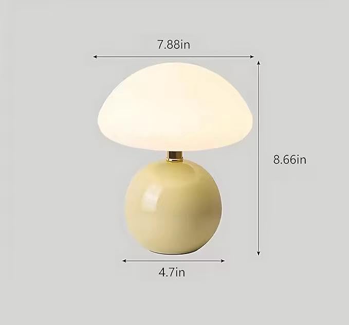 Image of Decorative Green Mushroom Desk Lamp|Minimalist Table Lamp- USB Rechargeable, 3 Colour LED, Dimmer Option for Bedroom, Study & Home Decor