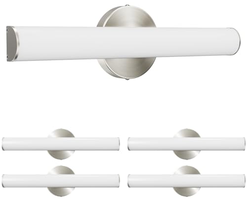 Image of OOWOLF 4 Pack LED Vanity Light Bar for Bathroom, Dimmable Bathroom Light Fixtures 17.3inch 12W 1200LM Over Mirror Lighting Fixture Wall Sconce Modern Vanity Lighting 4000K Brushed Nickel