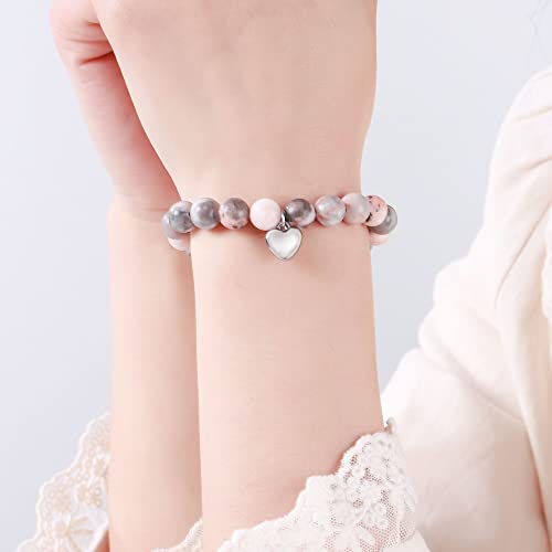 Alebee Grandma Birthday Gifts Natural Stone Bracelets For Women Elastic Bead Heart Charm Bracelet Yoga Healing Nana Gifts Bracelet Happy Birthday Grandma Gifts For Mother’s Day Christmas Thanksgiving #TOP3