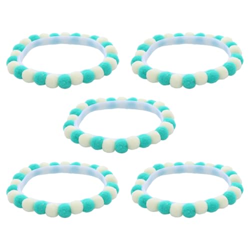 JTQYFI Pack de 5 collares para mascotas con pompones de colores para ropa de fiesta moda diaria collar de gato para festivales collar de gato