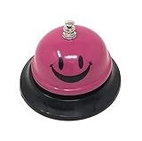 ASIAN HOME Call Bell, 3.35 Inch Diameter, Metal Bell, Magenta Smiley Face, Desk Bell Service Bell...