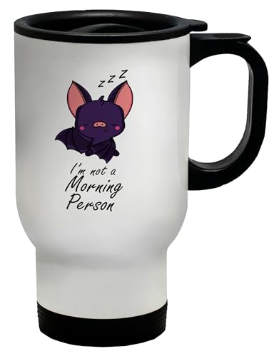 Image of Shopagift Funny Bat Sleeping I'm Not a Morning Person Travel Mug Stainless Steel 14oz Cup