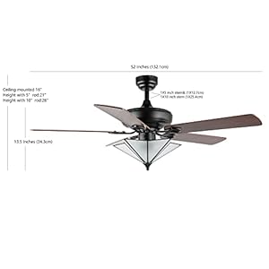 Jonathan y jyl9609a moravia farmhouse rustic iron star shade led ceiling fan with remote for bedroom living room dining room 52 5 light black  urban country home decor