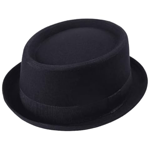 Mens Wide Brim Pork Pie Trilby Hat Unisex Plain Fedora Hat with Band Reversible Sun Hat (Black Small) Cover