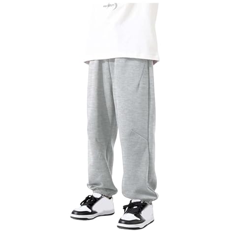 Pantalón genérico de Jogging Baggy Garcon para niño Jogging Pantalones cintura elástica Baggy Garcon Bolsillos laterales Cintura elástica Fitness Gym Pant de holgada para niños, B-gris, 9-10 años