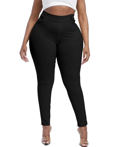 Womens Plus Size Pants Skinny Stretchy High Waisted Casual Ease into Comfort Dress Pants