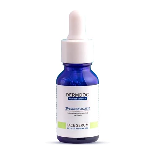 Image of DERMDOC 2% Salicylic Acid Face Serum (30 ml) | For Blackheads & Whiteheads | Targets Active Acne | Calms Irritation & Unclogs Pores