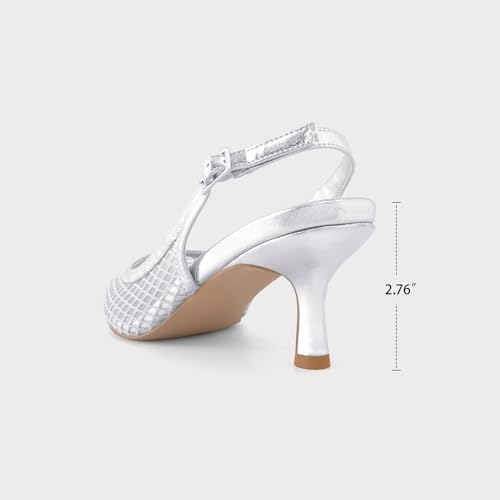 Slingback Heels for Women Kitten Heels Mesh Gauze Pumps Pointed Toe Stiletto Sandals Wedding Dress Shoes3