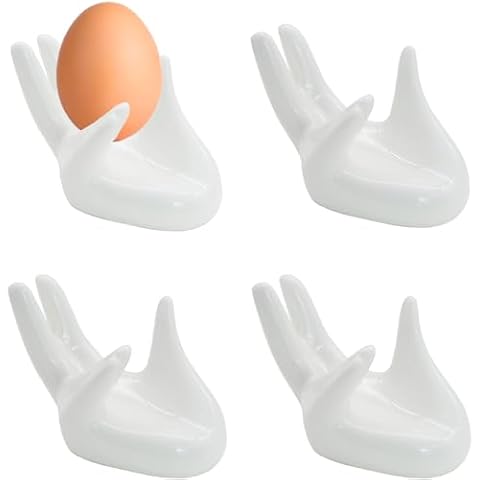 JJQHYC Ceramic Egg Cups Set of 4 Display Stand Cover