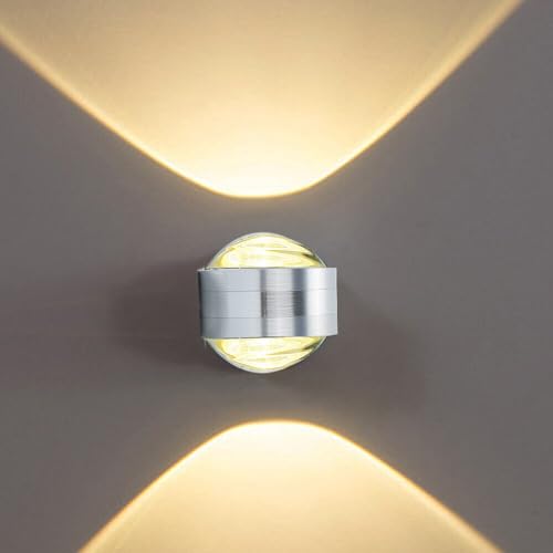 AllRight Wandlampe Rund 6W LED Wandleuchte Innen Modern Wall Lights Indoor Glas Wandstrahler up down Licht Wandbeleuchtung Innen Für Wohnzimmer Flur Schlafzimmer Treppenhaus