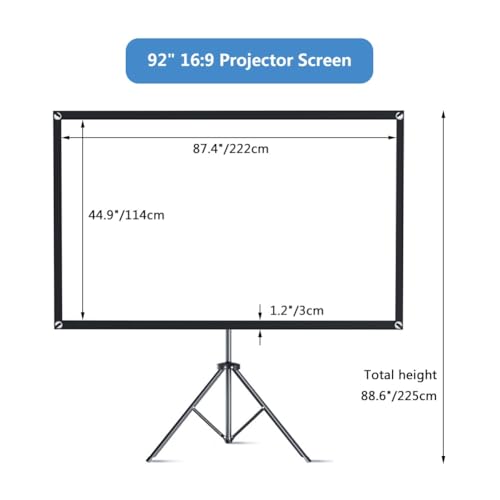 Pantalla de proyector 4K exterior e interior de 92" con trípode portátil 8