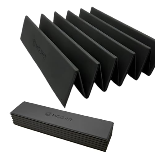 Modyst Faltbare Yogamatte, TPE, faltbare Yogamatte, faltbare Trainingsmatte für Yoga, Pilates, Bodentraining, kompaktes Design, reisefreundlich, ideal für Zuhause und Fitnessstudio (schwarz)